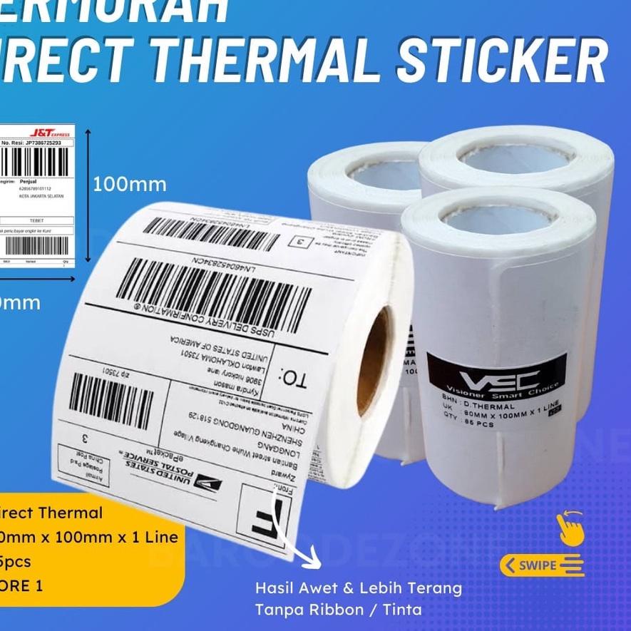 

Barang Bagus LABEL THERMAL STIKER 80 x 100 mm STICKER DIRECT THERMAL 80x100 -1 LINE**