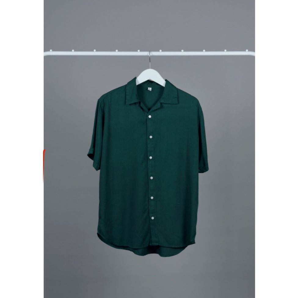 Kemeja Rayon Polos Hijau Botol  Pria Wanita Premium Shirt