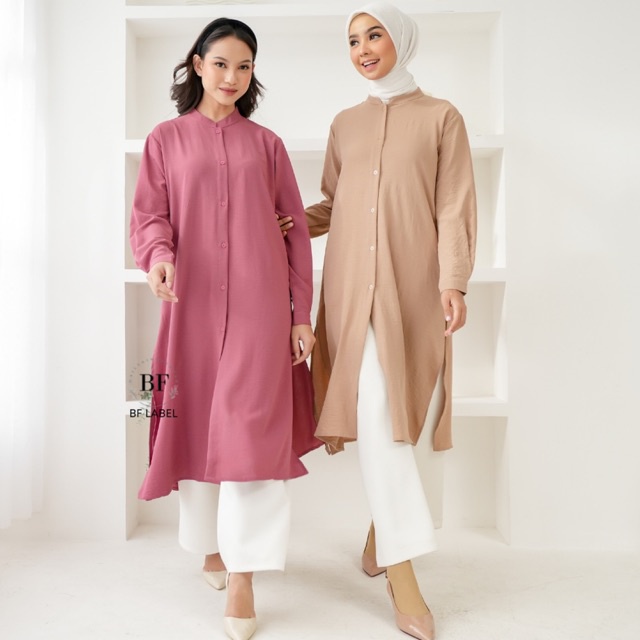 ALIKA LONG TUNIC | Tunik Rayon Crinkle panjang polos by @bf_label lebaran idul fitri