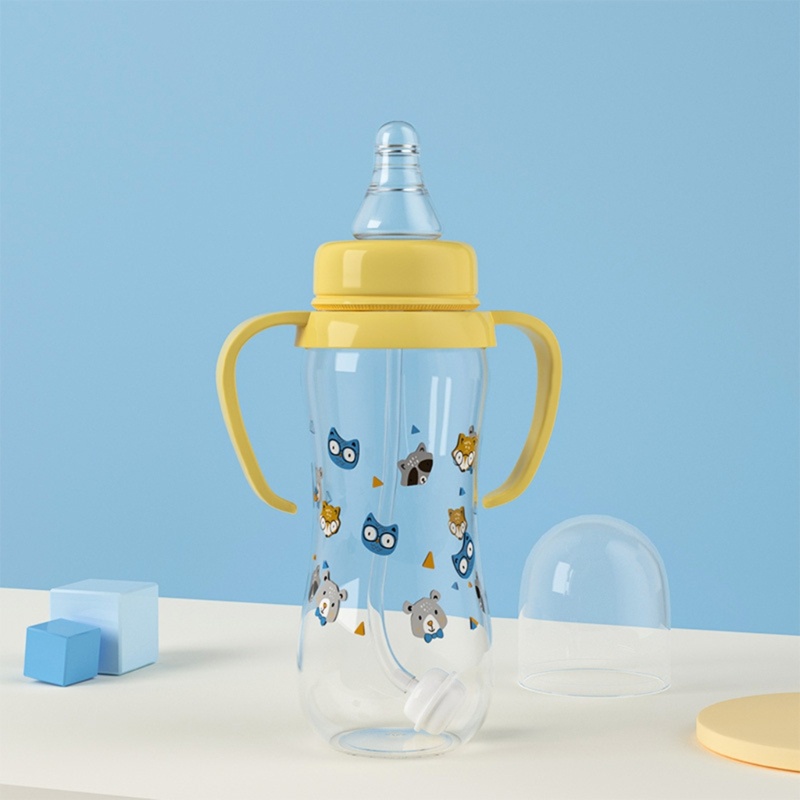 Mary Upgraded 250ml Silicone Baby Bottle with 2gagang Botol Susu Bayi Motif Kartun Cocok Untuk Bayi Newborn