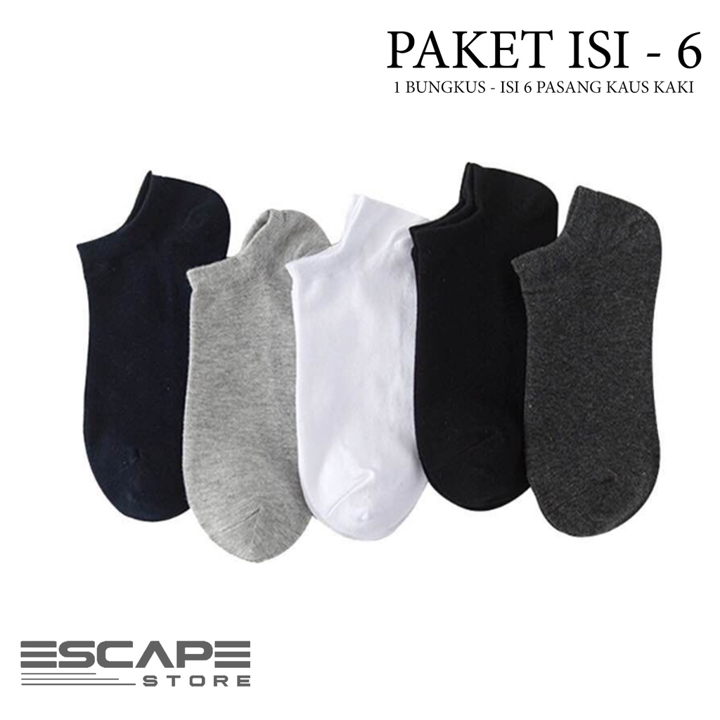 PAKET ISI 6 Kaos Kaki Kaus Kaki Polos Panjang Semata Kaki Murah Pendek Pria dan Wanita Remaja Dewasa Bahan Katun Halus Lembut Bisa Untuk Kaki 36 - 42