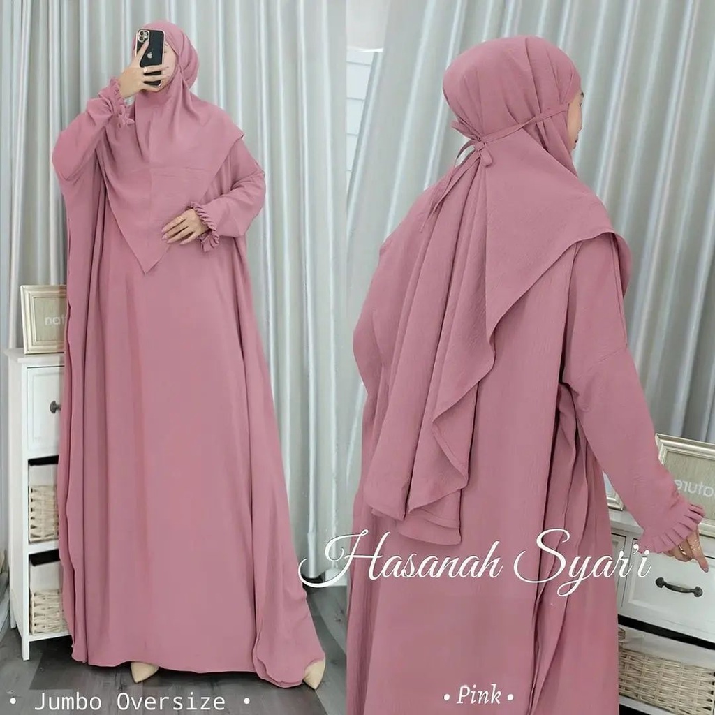 HASANAH SYARI KAFTAN BP BAHAN CRINKLE AIRFLOW UKURAN M L XL Army / Black / Blue / Lavender / Pink GAMIS WANITA TERBARU 2023 KEKINIAN SYARI WANITA JUMBO GAMIS SYARI WANITA LENGAN PANJANG