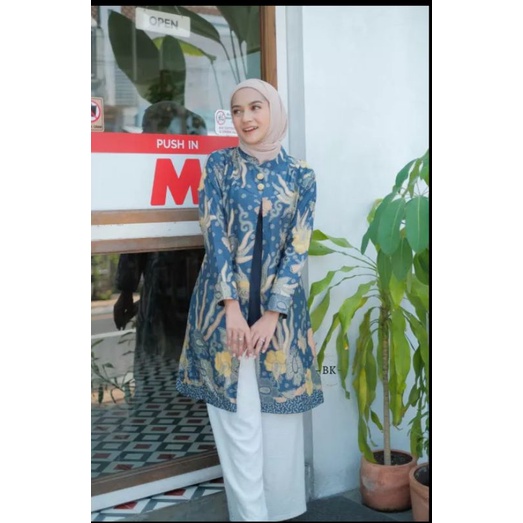 TUNIK BATIK WANITA LENGAN PANJANG/TUNIK BATIK KANTOR/TUNIK BATIK BAHAN TENUN SUTRA TULIS HALUS/TUNIK