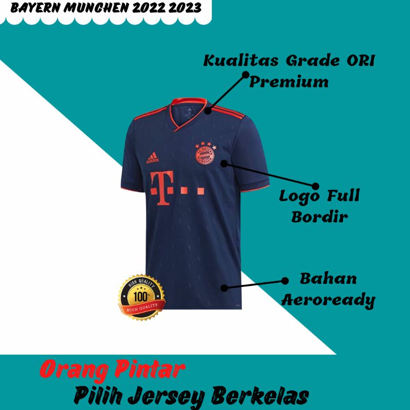 Jersey Bayern Munchen 3RD 2022 2023 Grade ORI Import Baju Sepak Bola Pria Dewasa