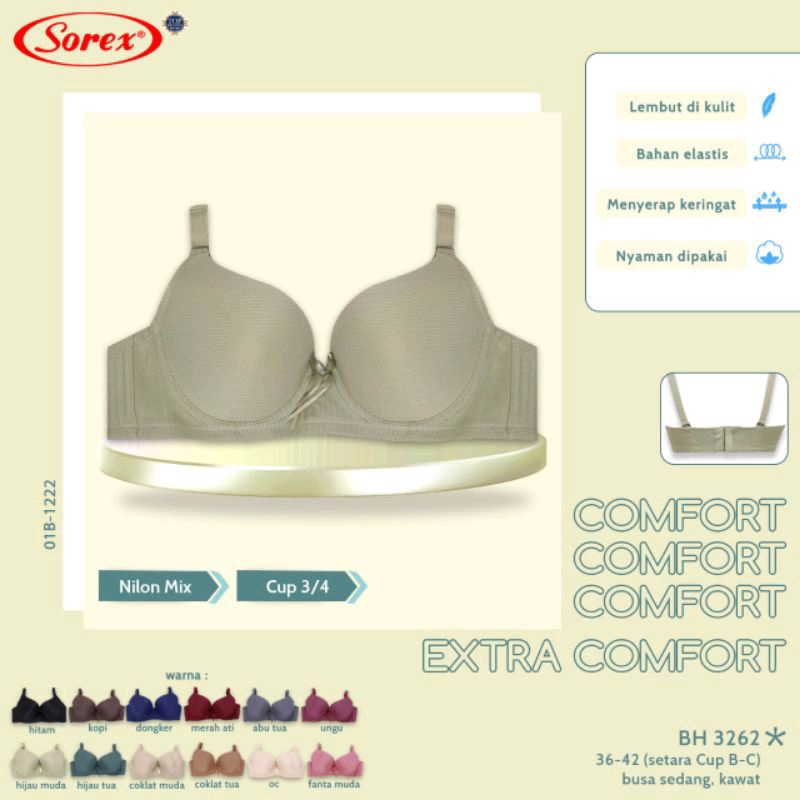 Grosir/ Ecer Bra sorex  3262  extra comfort dengan kawat