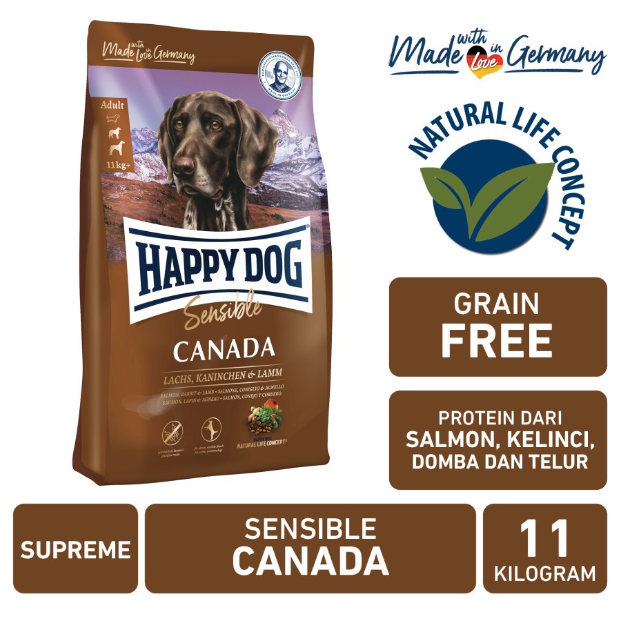 (GOJEK/GRAB ONLY) Happy Dog Supreme Sensible Canada 11kg Dog Dry Food Makanan Anjing Dewasa 11 Kg