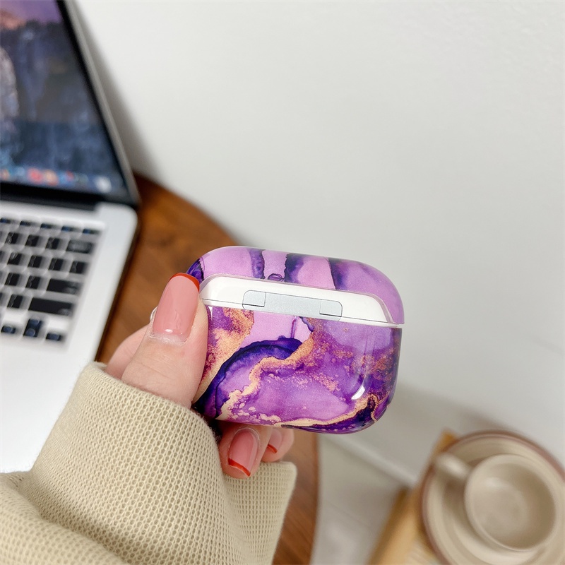 Lucu Mewah Untuk AirPods Pro 2 Kasus Luxury Marble Hard PC Glossy Earphone Case Bluetooth Wireless Charging Box Cover Untuk Airpod1 3 Air Pods
