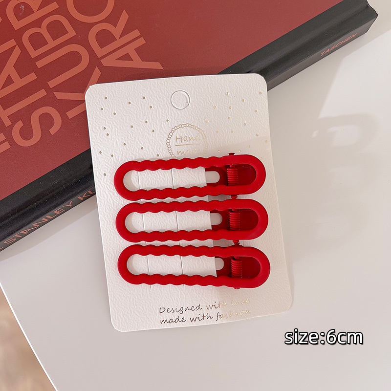 Klip Rambut Merah Tahun Baru Poni Dahi Depan Perempuan Kartu Cubit Samping Di Tahun Tahun Baru, Hiasan Kepala Klip Kecil Duckbill Temperamen Sederhana