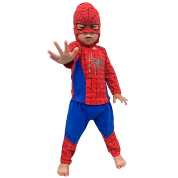 Kostum Karakter Anak Spiderman Topeng Kain Baju Spiderman Kostum Anak