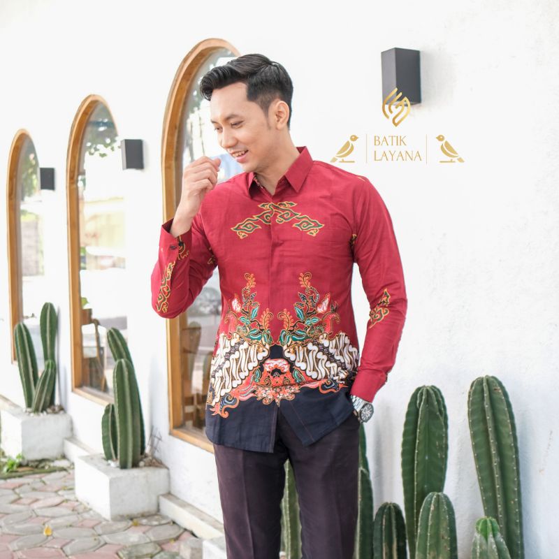 Kemeja Batik Sekarpandan Merah Baju Formal atau Nonformal