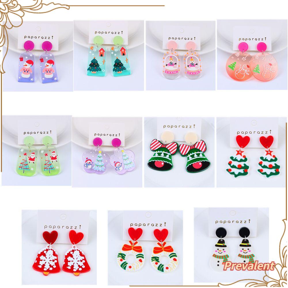 Preva Anting Natal Anting Perhiasan Fashion Kreatif Snowflake Snowman Xmas Hadiah Akrilik