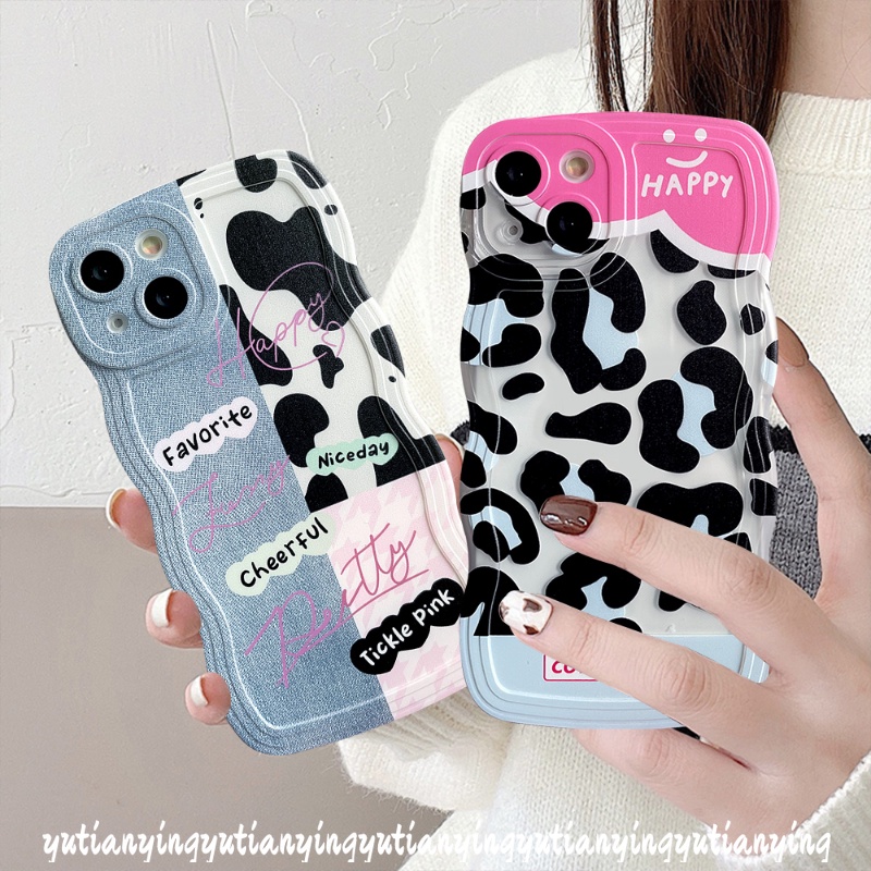 REDMI Motif Sapi Leopard Untuk Redmi9 10 10A A1 A1+10C 9T 9A 9C Note9 8 10 11 10s 10Pro 9Pro Note 11Pro+9s 11s Mi 11T Pro POCO M3 X3 NFC Pro Wavy Edge Denim Pattern Splicing Sarung Soft Cover