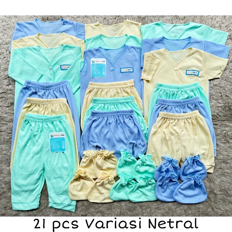 21pc Paket Hemat Perlengkapan Baju Bayi celana kado sarung tangan Baru Lahir SNI Promo 8.8