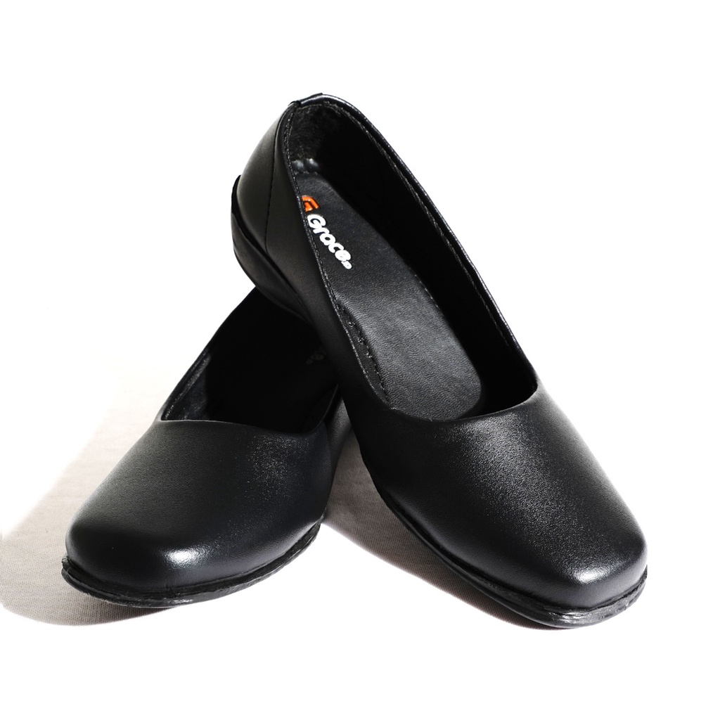 GRACE [SL-403] Sepatu Pantofel Flat Wanita Sepatu Paskibra Wanita Sepatu Sekolah Hitam Flat