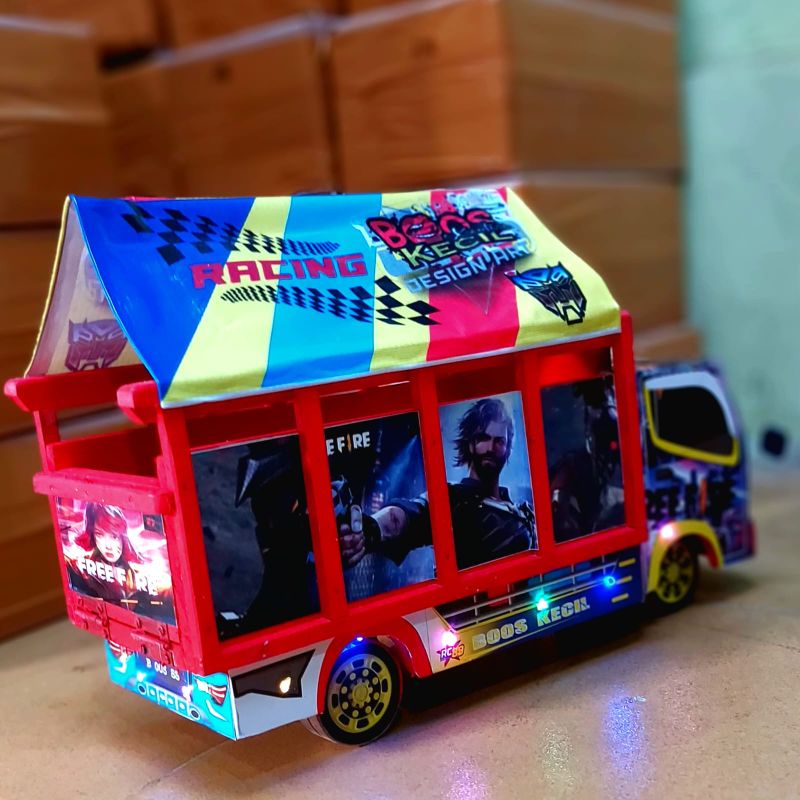 Truk Oleng Miniatur truk Kayu jumbo 43 cm full Lampu terpal murah