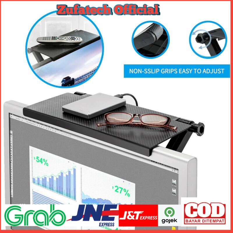 CYSINCOS Rak Monitor TV Top Shelf Display Screen Storage Desk Riser - G255 - Black