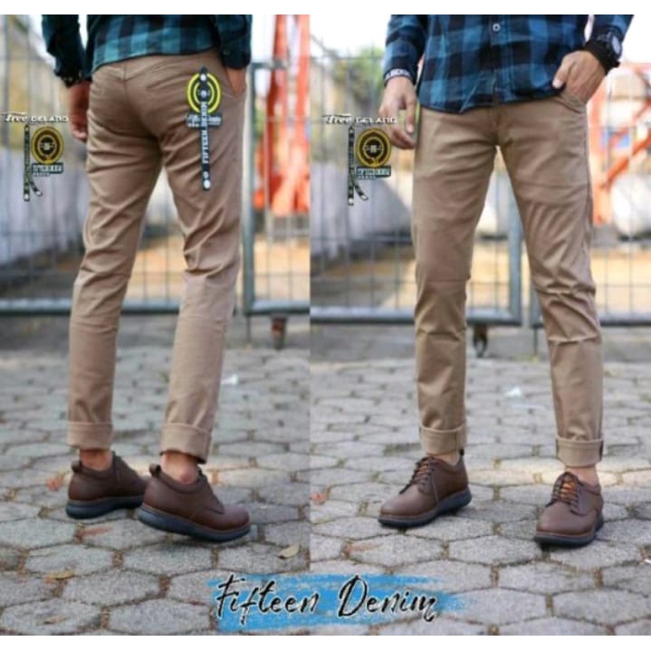 CELANA PRIA CHINO Slim fit Panjang Pria Kerja kantor Santai Liburan Cowok Original Fifteen Denim
