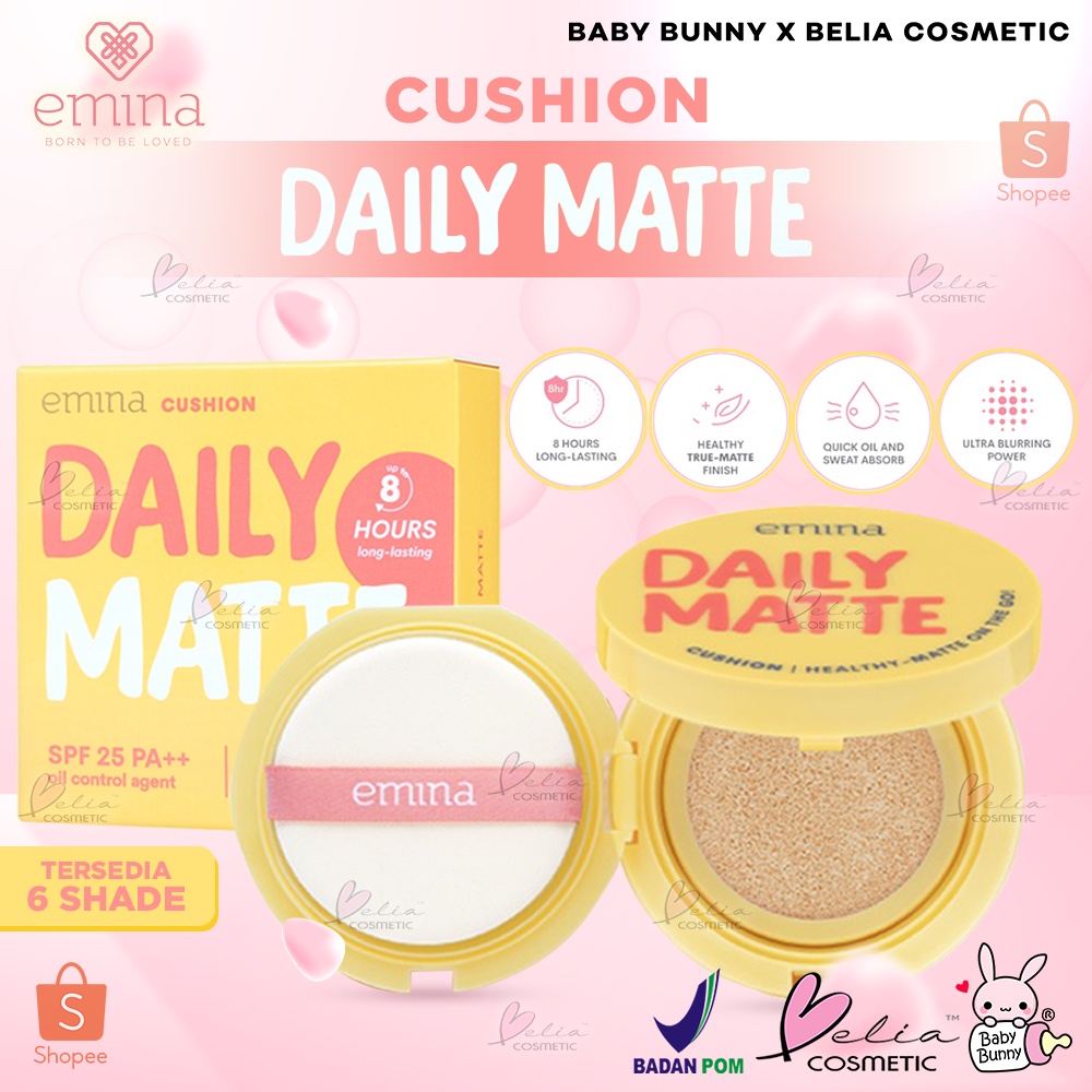 ❤ BELIA ❤ EMINA Daily Matte Cushion 15g | Cushion SPF 25 PA++ | Oil Control Agent | BB Cream | Bedak  | Foundation | BPOM