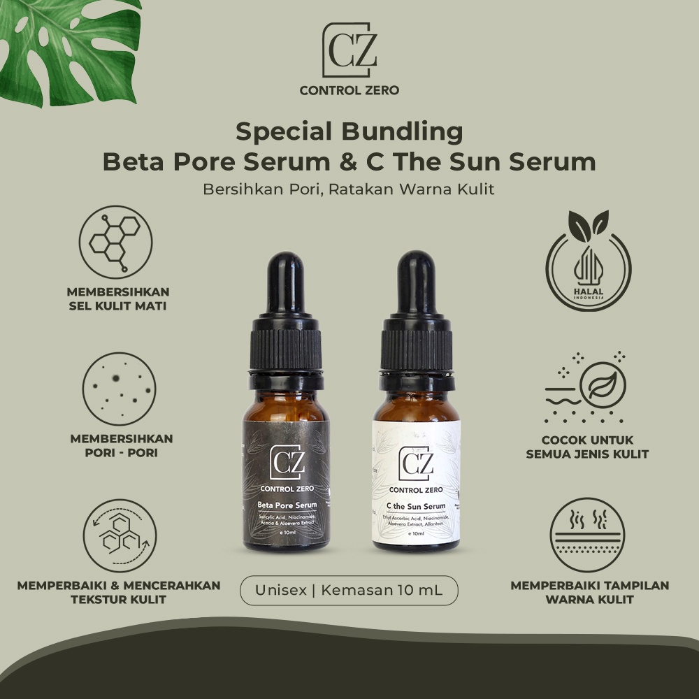 [Bundling] Control Zero (Beta Pore & C The Sun Serum) Size 10ml 2% Salicylic Acid Paket Skincare Rep