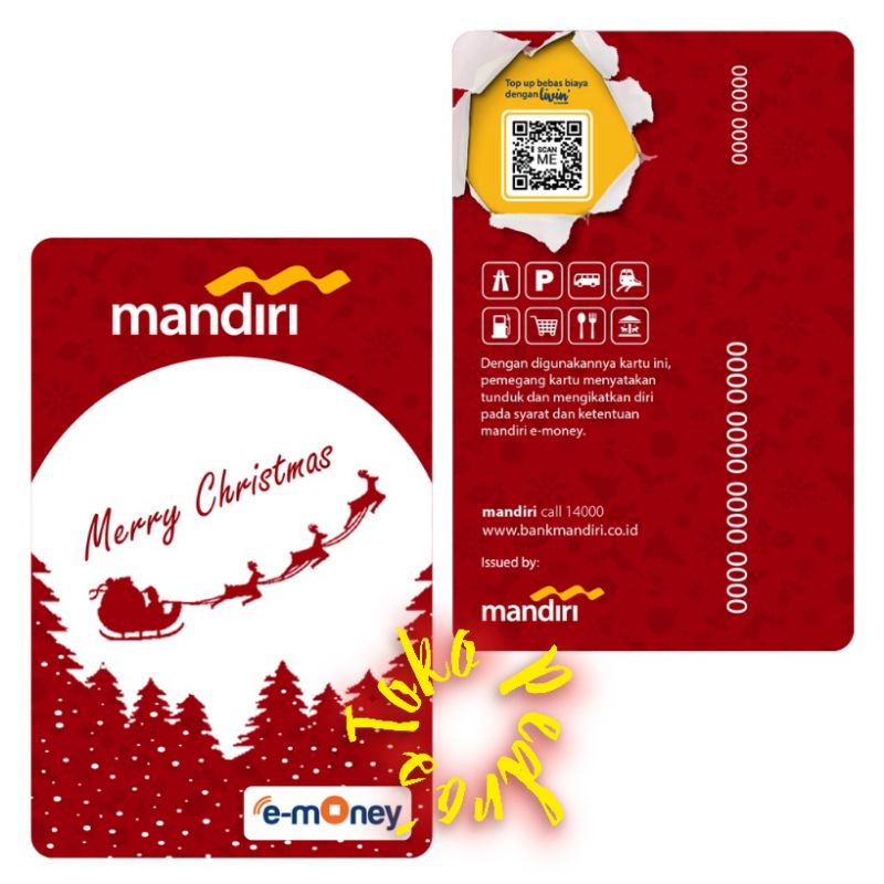 Mandiri eMONEY Edisi NATAL/CHRISTMAS KERETA LUNCUR SANTA CLAUSE ORI /Like Tapcash Flazz eToll or Brizzi