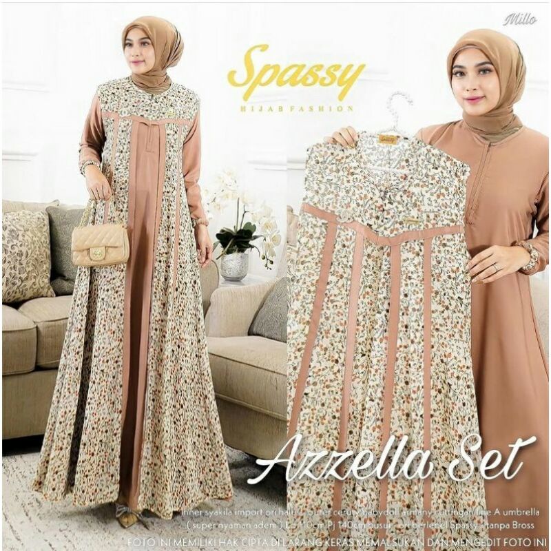 Gamis Azzella set 2in1 warna cream
