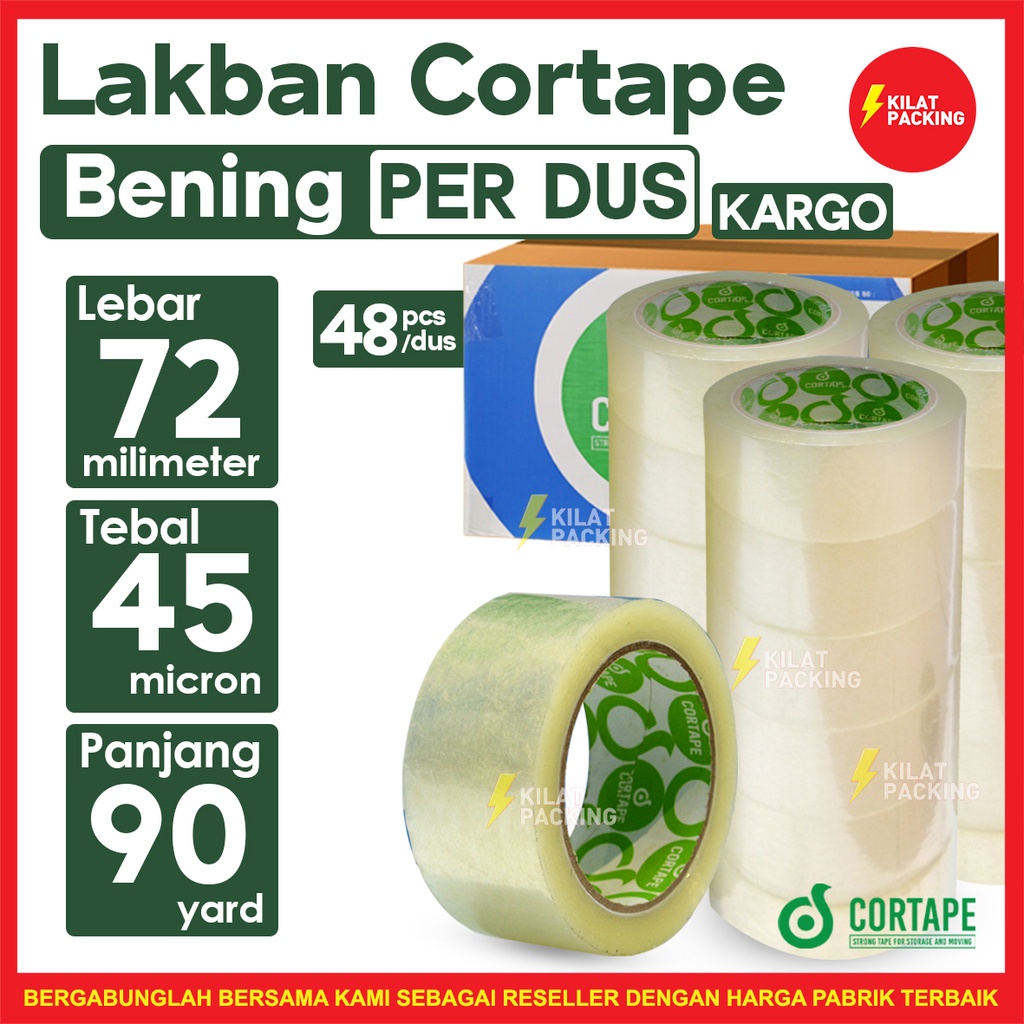 

Lakban / Plakban Cortape Ekonomis Ukuran 72 mm x 90 yard TERMURAH PER DUS EKSPEDISI / KARGO