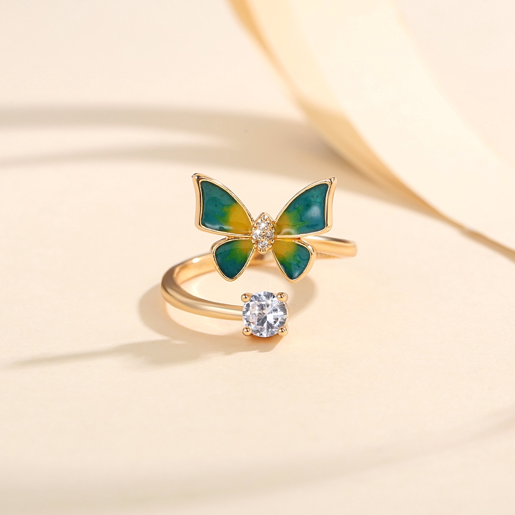 Y892 【COD】Cincin Jari Desain Kupu-Kupu Gaya Korea Untuk Wanita Tersedia Beberapa Warna