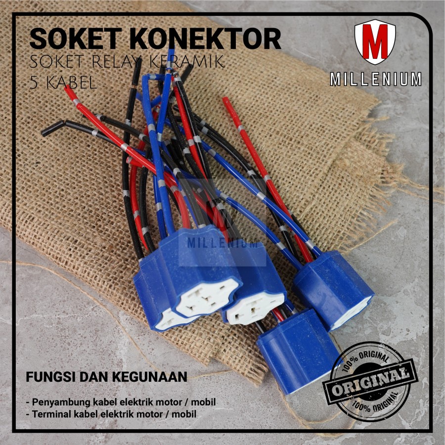 SOKET KABEL RELAY KERAMIK - SOCKET RELAY KLAKSON &amp; LAMPU 5 KABEL BAHAN KERAMIK