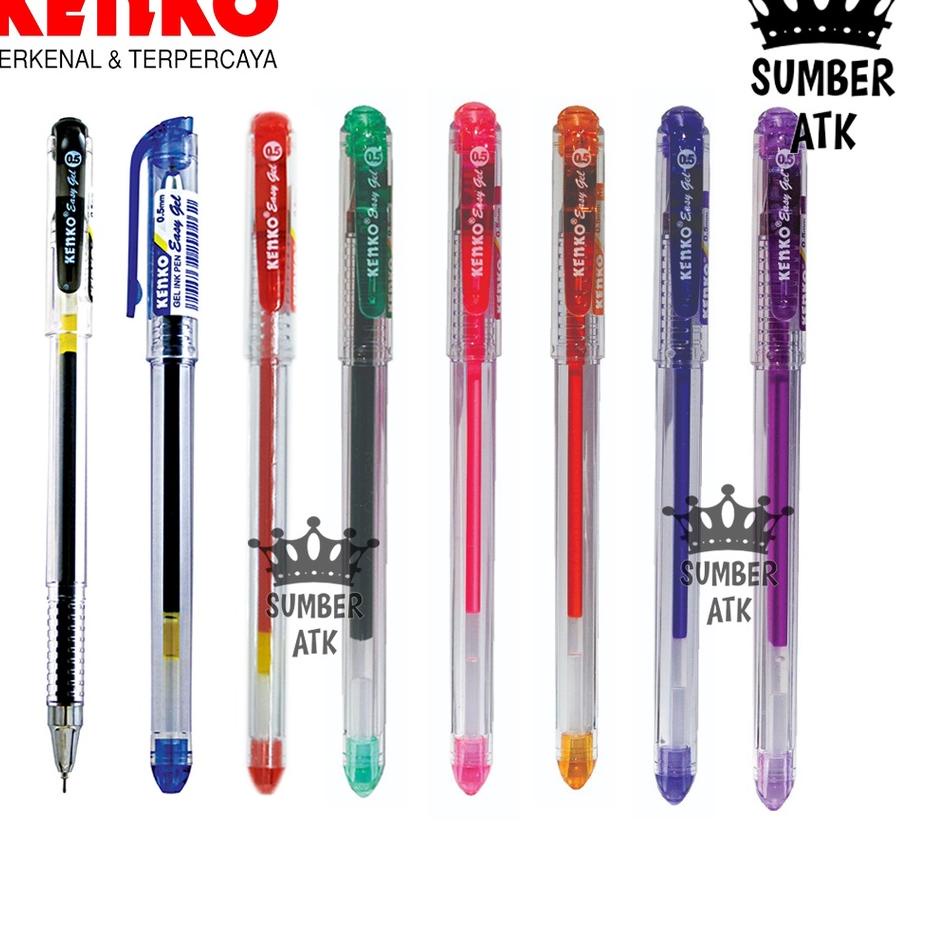 

»»» GEL PEN Easy Gel 0.5 mm 12 PCS 1 LUSIN KENKO Pulpen Hitam , Biru , Merah , Orange , Violet , Green , Pink , Purple