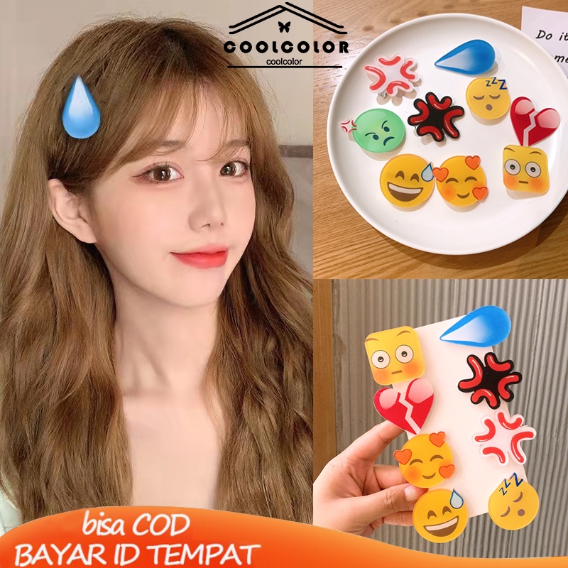 COD❤️Klip Rambut Tetes Air Emoji Marah Emoji Keringat Akrilik Klip Keringat Diam Keringat Jatuhkan Klip Rambut Klip Samping- cl