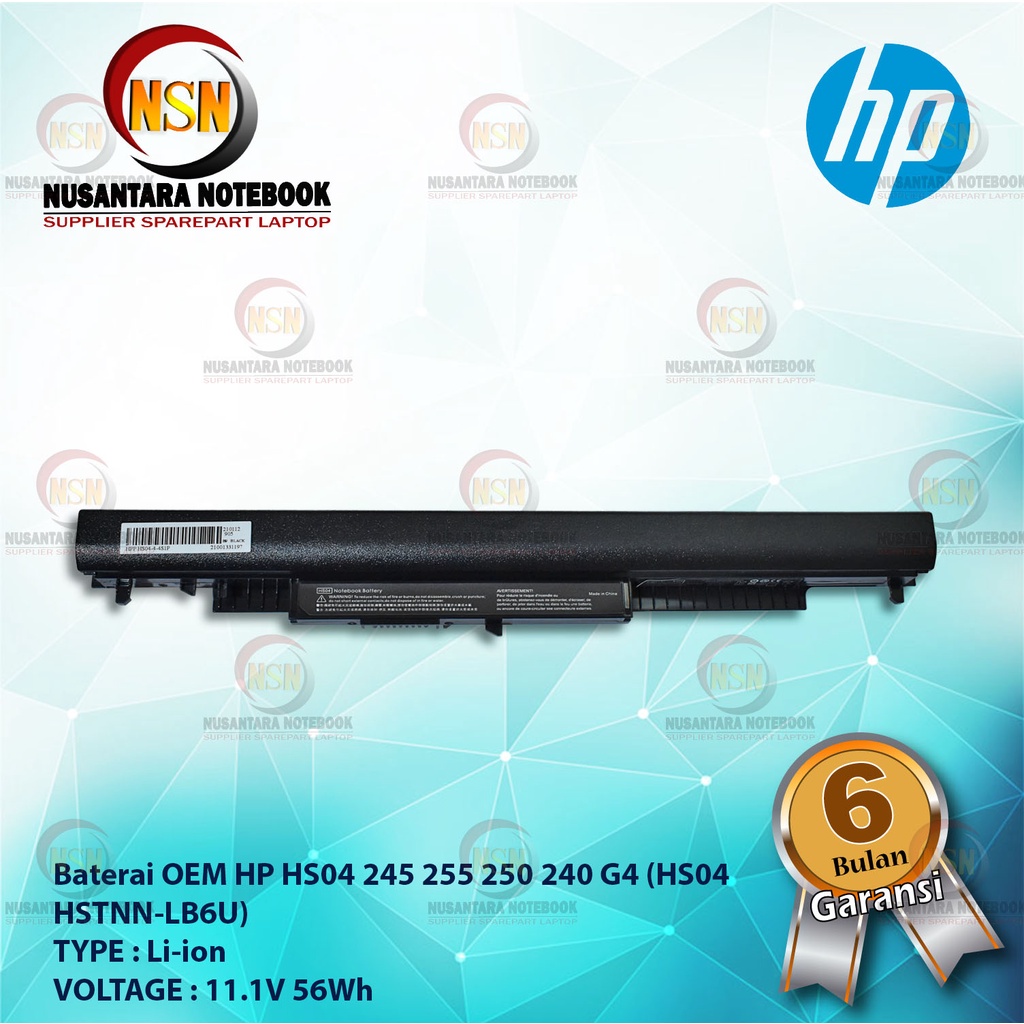 Baterai Laptop Hp OEM HS04 245 255 ( 250 240 G4 HS04 HSTNN-LB6U ) 14.6V 2600mAh