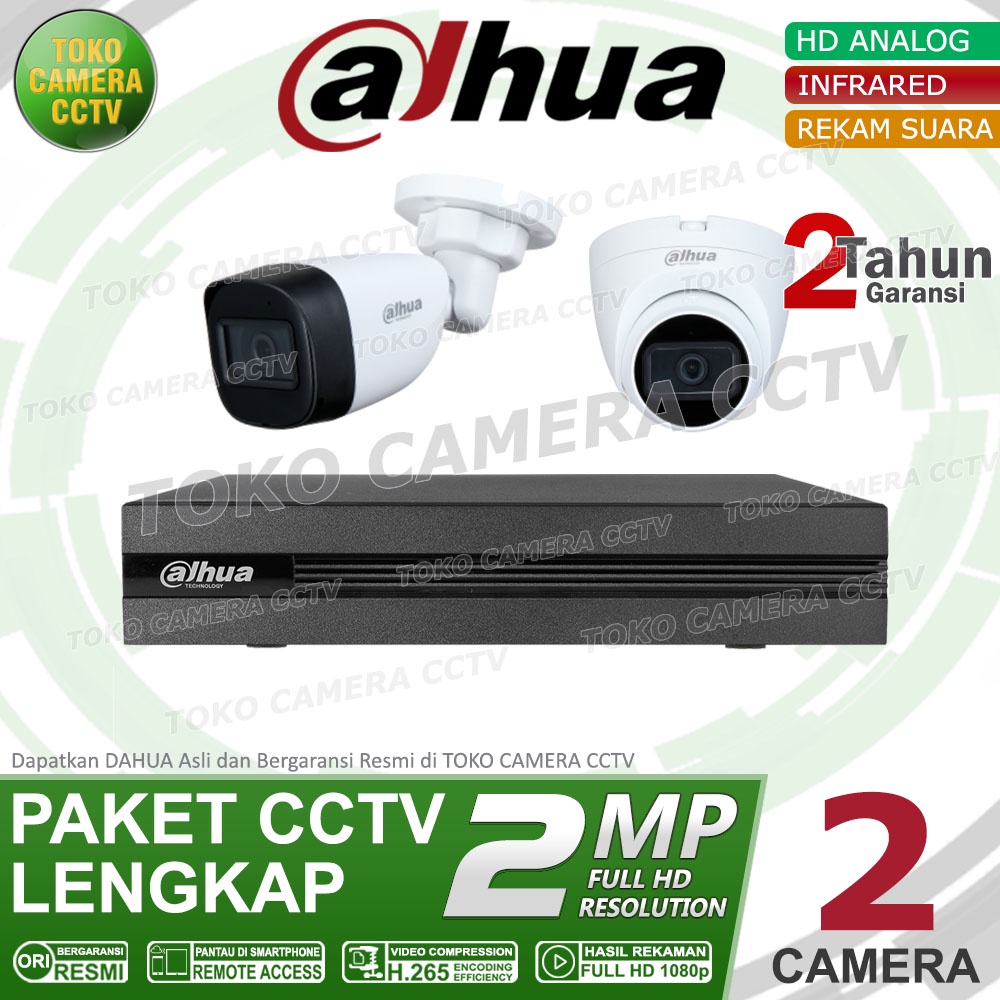 PAKET CCTV DAHUA 2MP AUDIO 4 CHANNEL 2 KAMERA