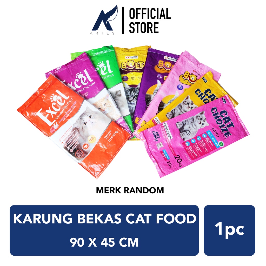 KARUNG BEKAS CAT FOOD Plastik-Plastic Makanan Hewan-Kucing-Anjing Besar 90 x 45 cm