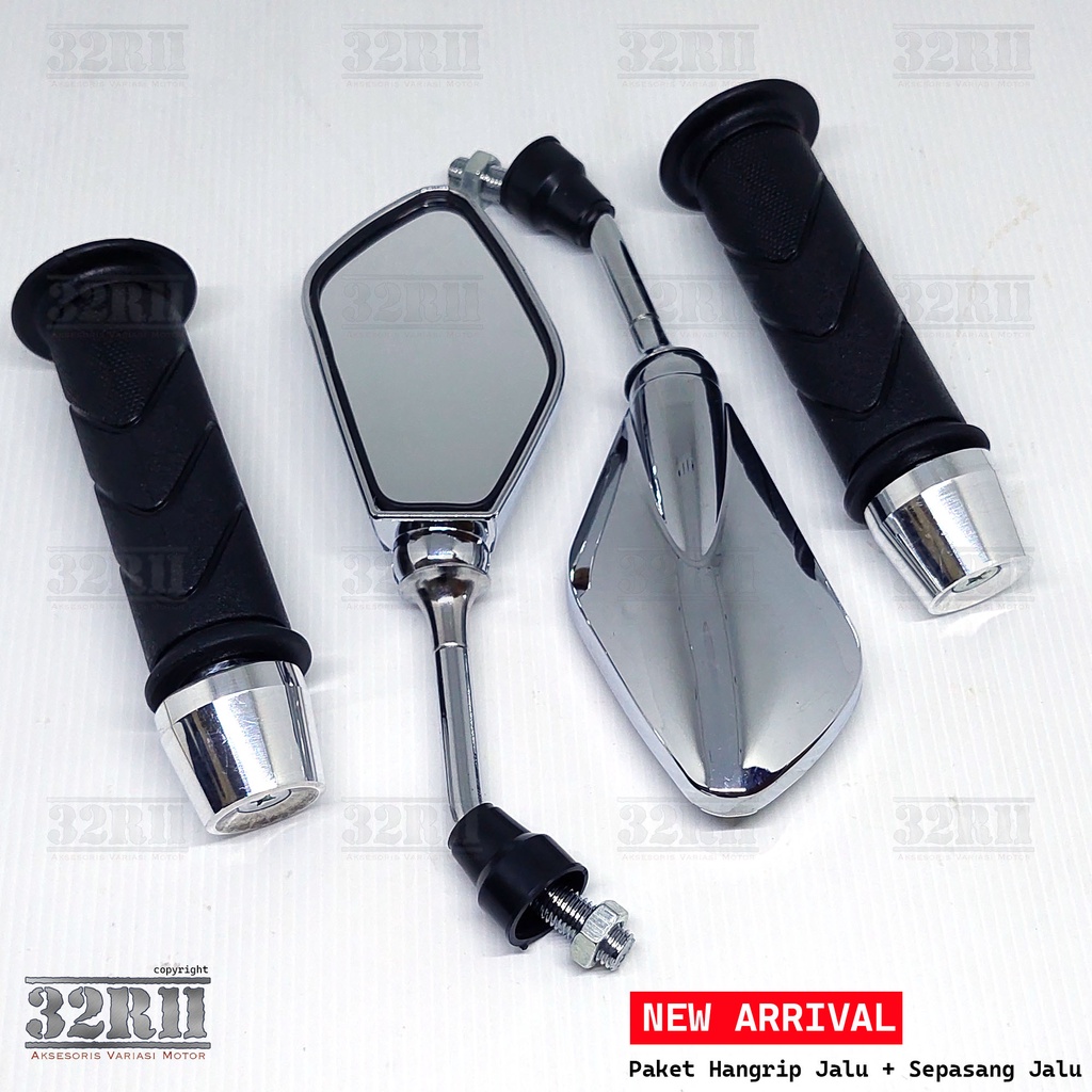 PROMO - Spion crom Plus handgrip jalu model ori honda jalu stang pcx harga 1 set