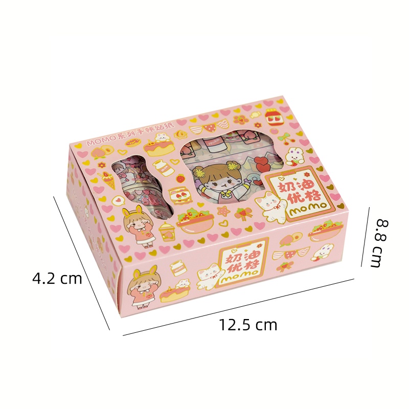 14pcs Set Tape Seri Gadis Kartun Kotak Siswa Transparan Tahan Air PET Hias DIY Stiker