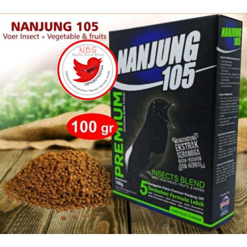 NANJUNG 105 PREMIUM VOER PELET EBOD JAYA PAKAN BURUNG JUARA LOMBA UNTUK MURAI KACER CENDET POKSAY