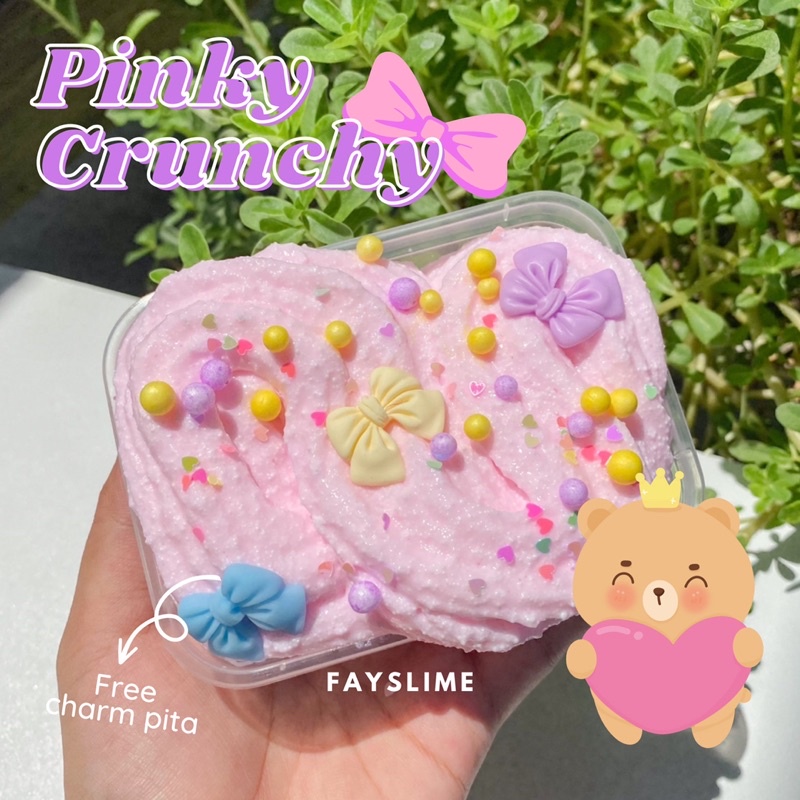 Pinky Crunchy Slime free charm | floam slime | cloud slime