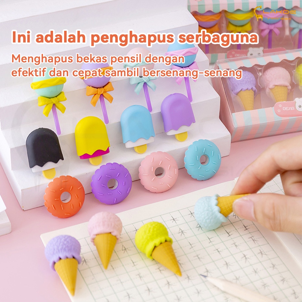 Penghapus pensil model ice cream donat lollipop penghapus lucu