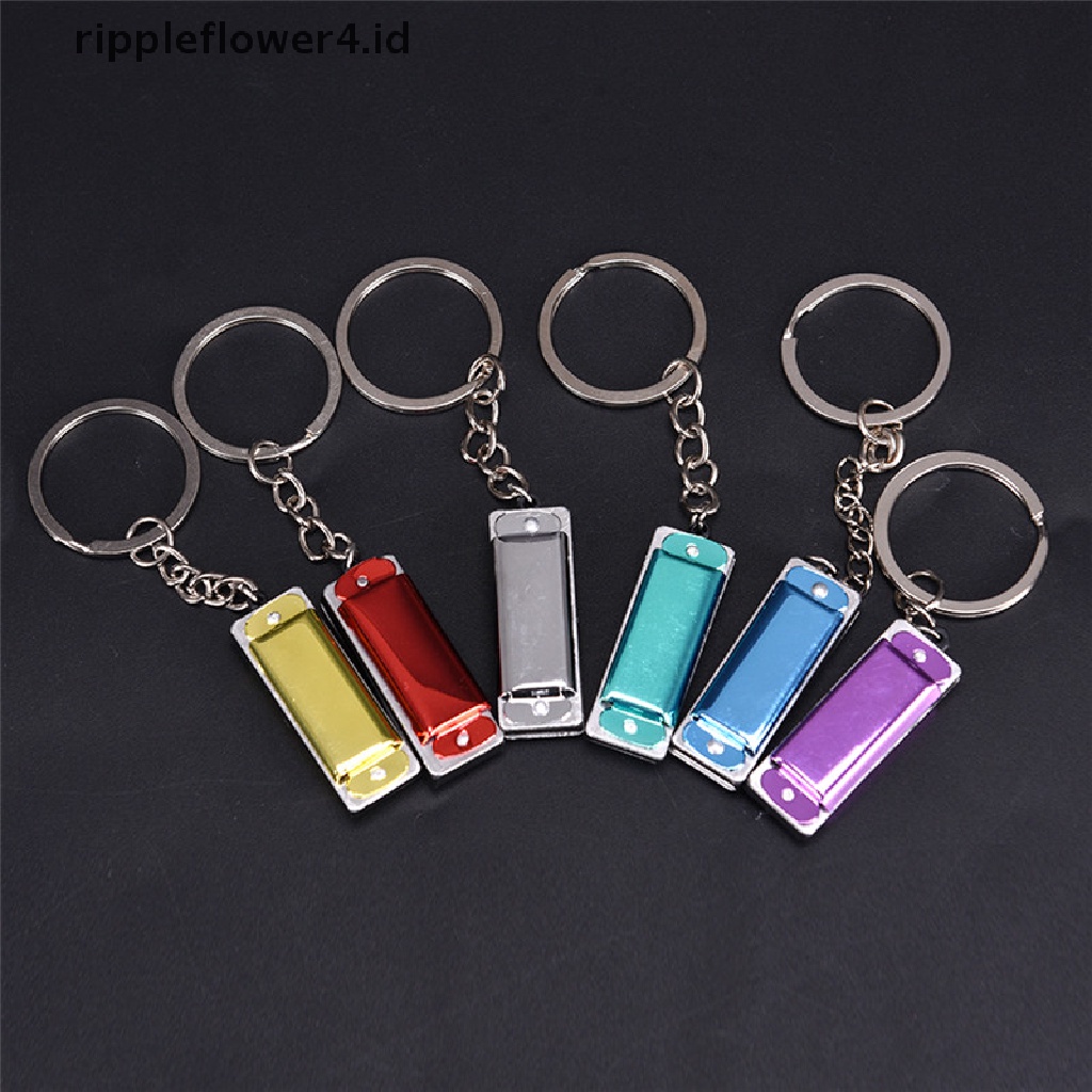 {rippleflower4.id} Warna Random Gantungan Kunci Harmonika Mini Mulut Organ Keyring Tergantung Rad Silver Nada~