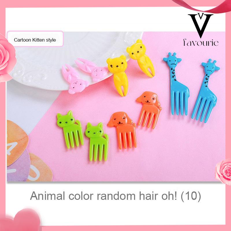 COD10pcs Animal Fruit Fork Mini Cartoon Children Snack Cake Dessert Food Fruit Pick Toothpick Lunches Decor-FA