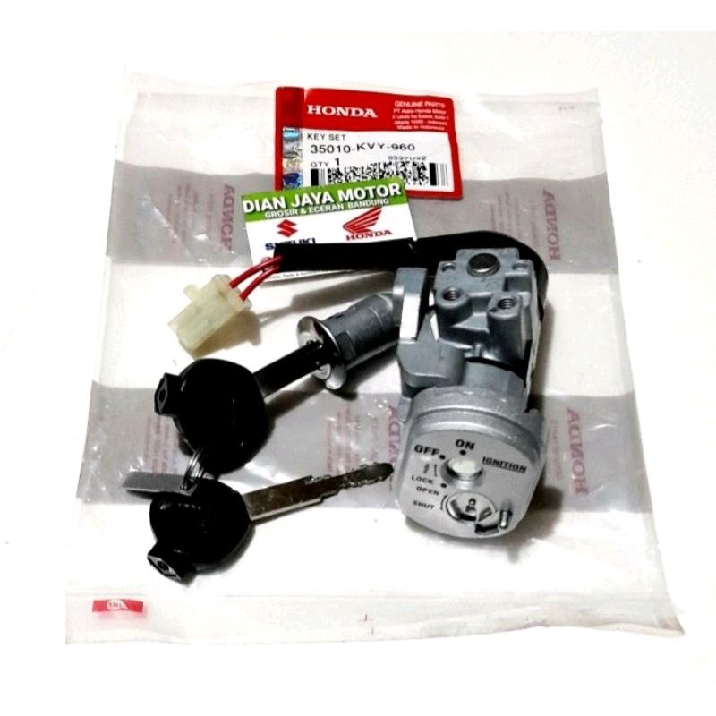 KUNCI KONTAK KEY SET  PLUS KUNCI JOK HONDA BEAT KARBU 35010-KVY-960 ORI AHM HGP HONDA GENUINE PARTS 