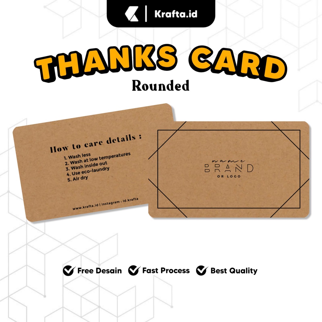 

Thanks Card / Thank you Card Rounded Aesthetic Custom - Kertas Kraft 280 gsm