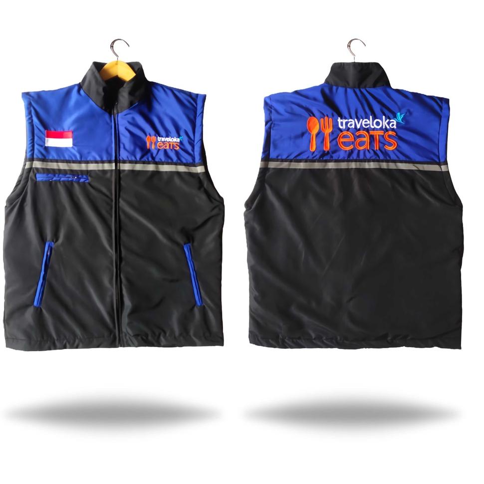 (M-F2F(✓) Rompi Traveloka Eats Driver Terbaru Bahan Tebal Gratis Tas Pinggang Anti Air Waist Bag Wat