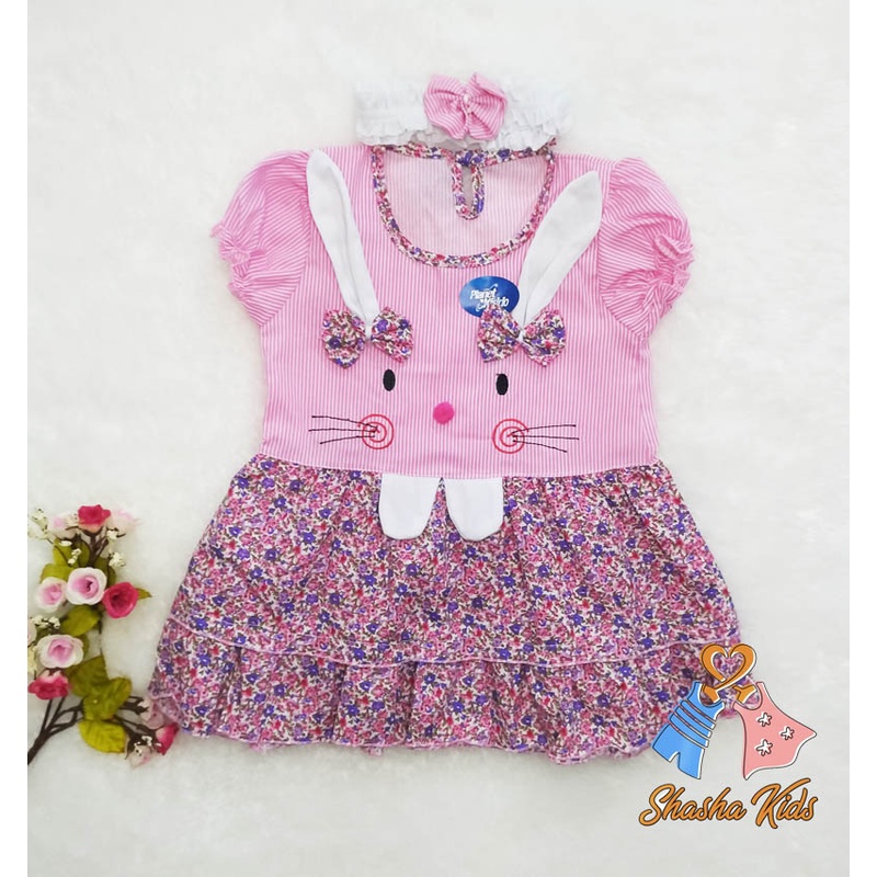 [S-030] Baju Bayi Perempuan /Dress Bayi Perempuan Planet Kids cantik Murah 0-6 bln Bonus BANDANA &amp; Celana dalam Bayi