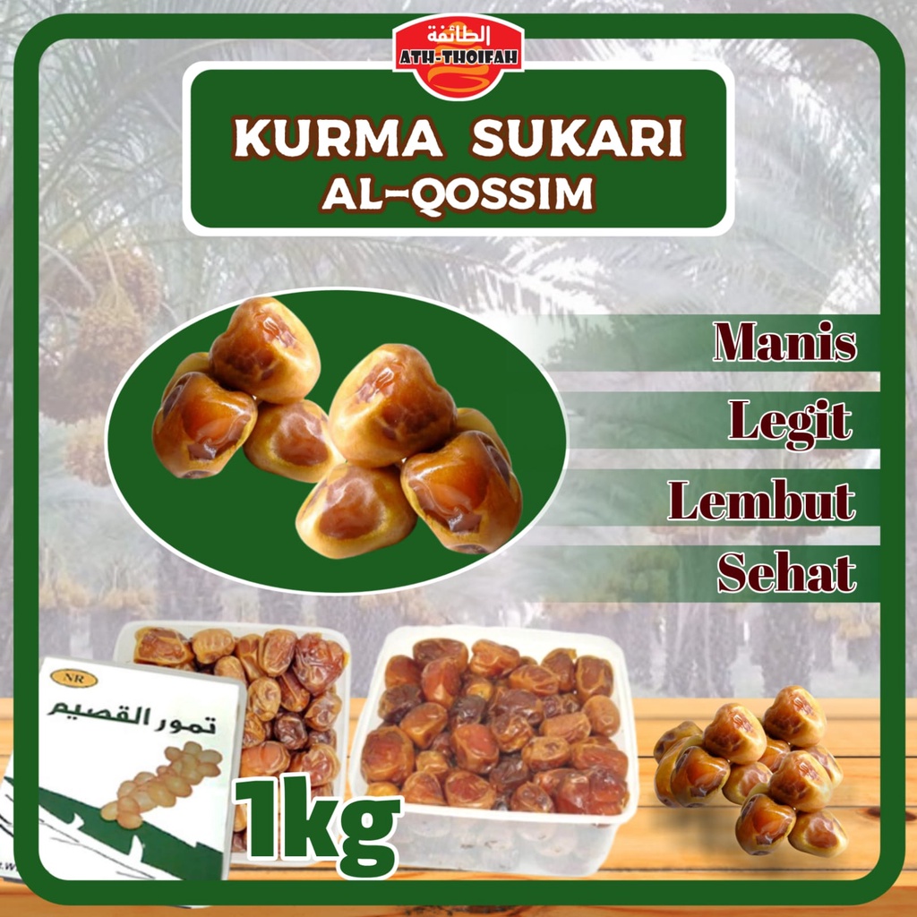 

Grosir Kurma Sukari Al-Qossim / Kurma Basah Sukkari ASLI isi 1 KG | King Kurma/ Kurma Al-Qassim