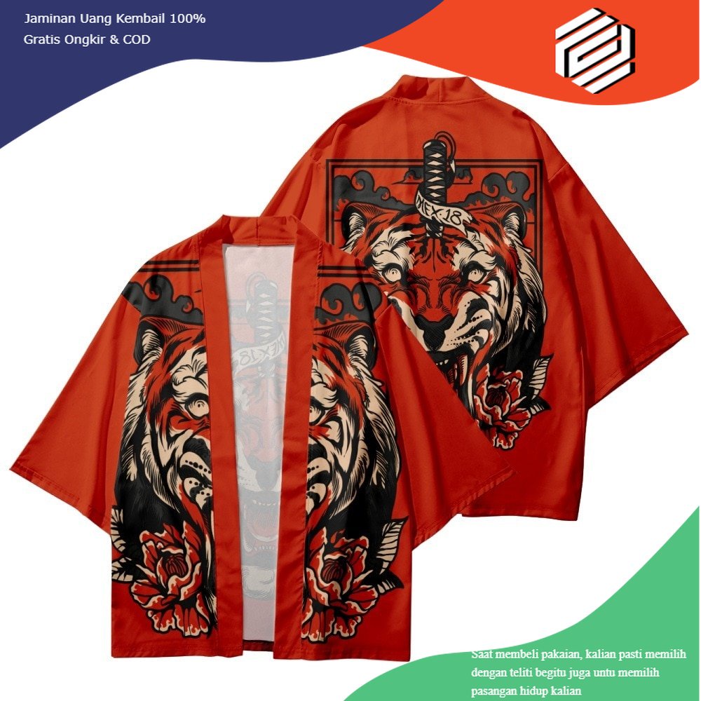 Baju Kimono Fashion Cartoon Tiger Traditional Japanese Kimono Cosplay Cardigan Haori Beach Yukata
