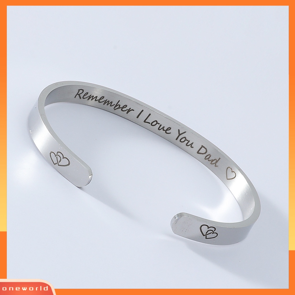 [WONE] Cinta Kamu Ayah Huruf Wanita Manset Stainless Steel Bangle Gelang Perhiasan Aksesori