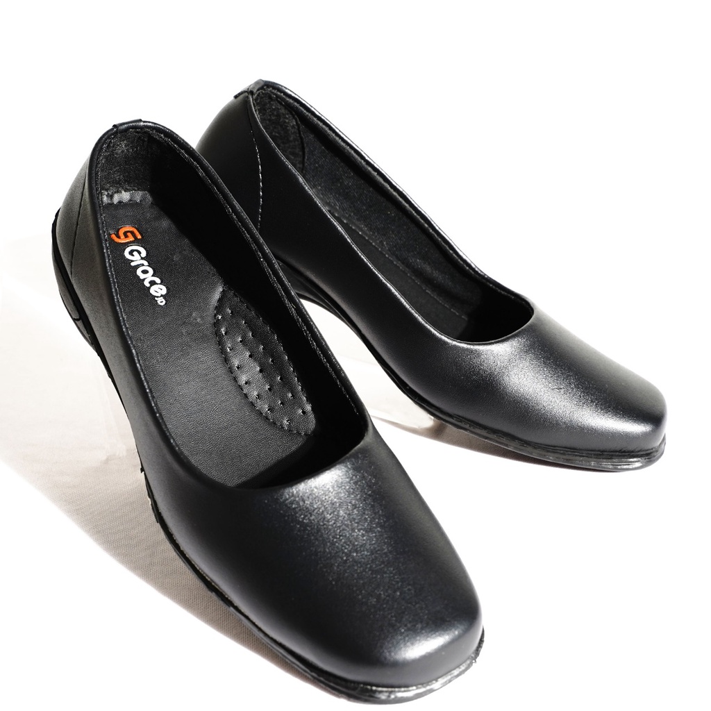 GRACE [SL-403] Sepatu Pantofel Flat Wanita Sepatu Paskibra Wanita Sepatu Sekolah Hitam Flat