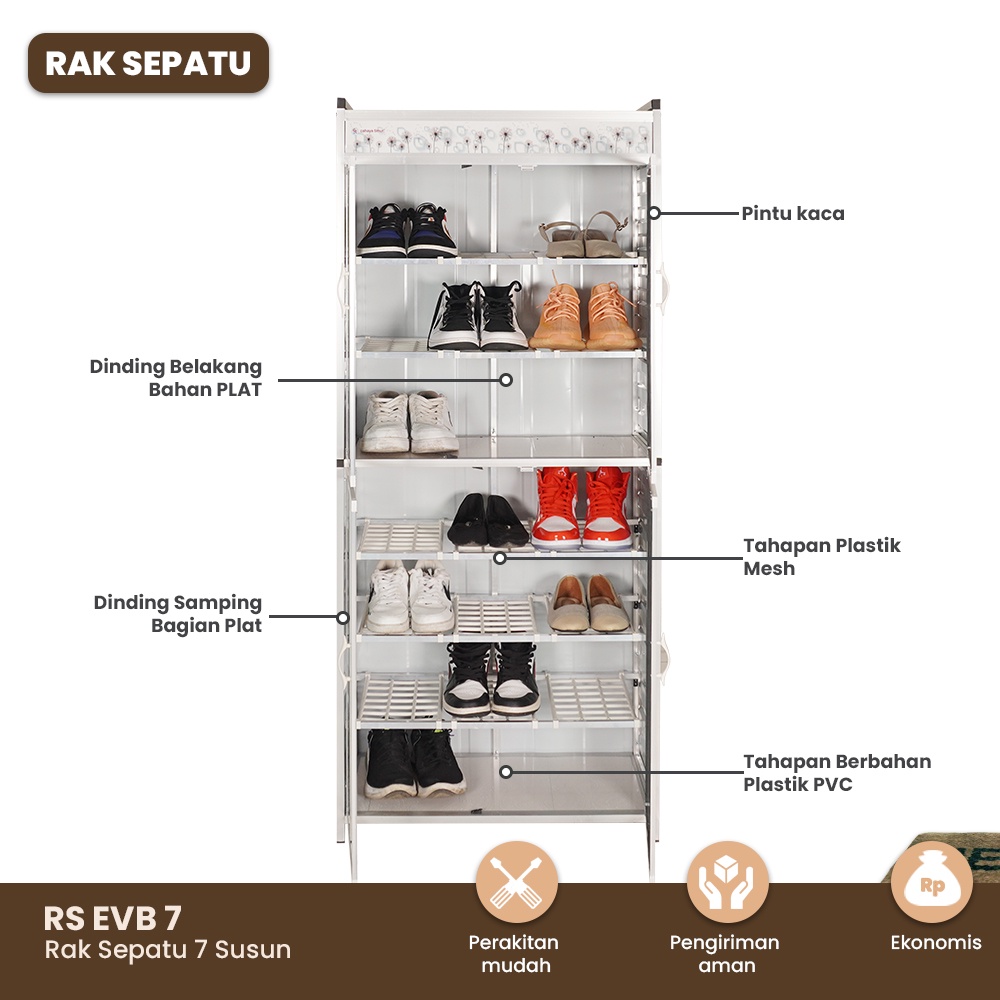 Lemari Rak Sepatu Sandal 7 Susun Aluminium Besar