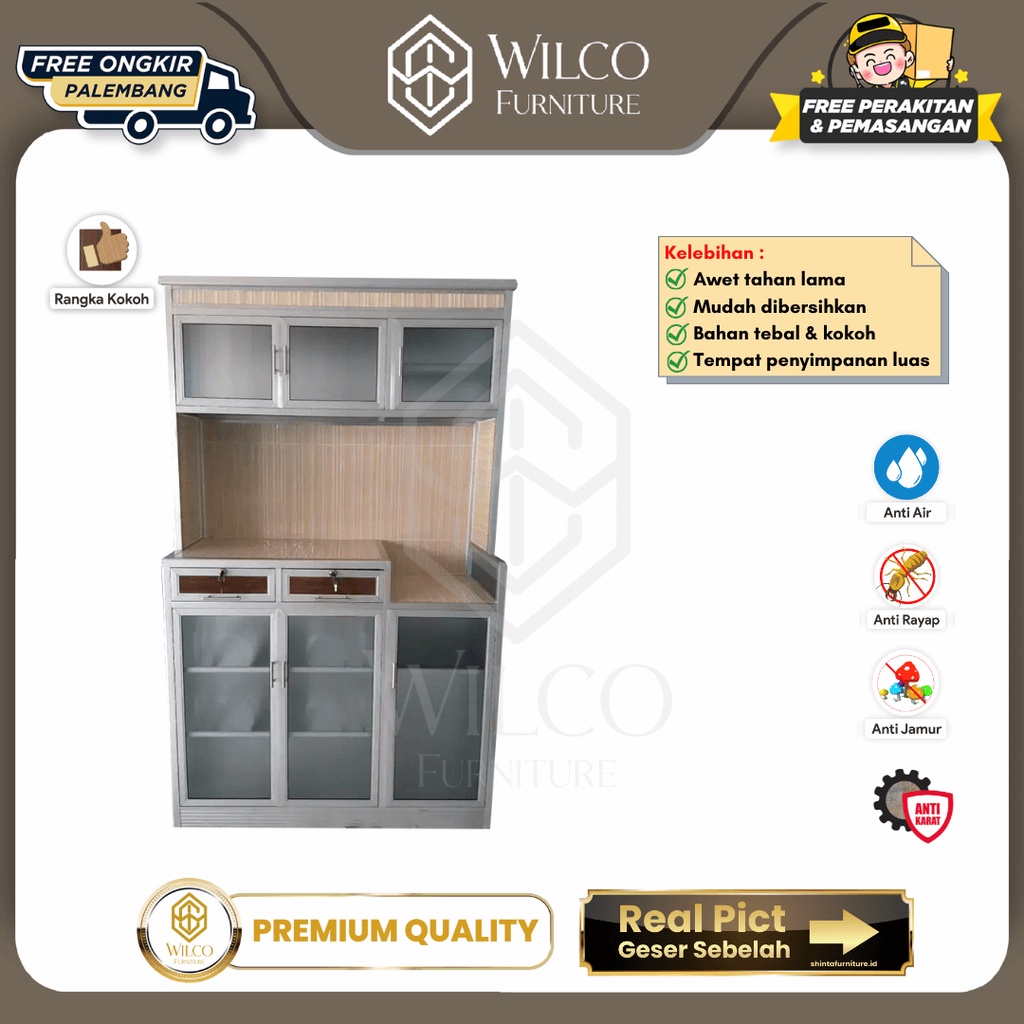 Rak Piring Aluminium / Lemari Set Kitchen 3 Pintu Palembang